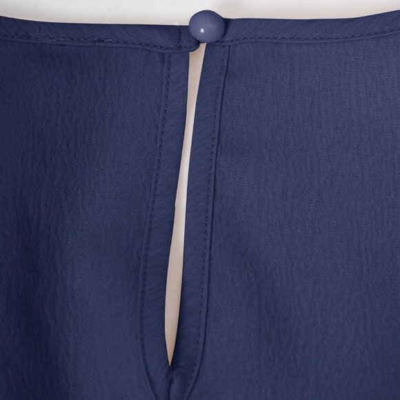 Navy Blue Elegant Women's Solid Color Lantern Sleeve Jumpsuit - Picture 5 of 9